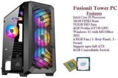 Fusionit Tower SX5 Gaming PC i5 2320 16 GB RAM/4GB GT730 Nvidia Graphics/512 GB SSD Capacity/Windows 11 Home 64 bit /4 GB Graphics Memory Gaming Tower with MS Office