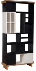 Woodsworth Providence Display Unit Cum Book Shelf in Black and White Finish