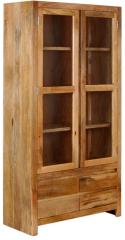 Woodsworth Queretaro Solid Wood Book Case cum Hutch Cabinet in Natural Mango Wood Finish