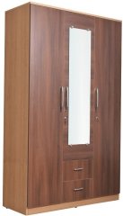 Welkraft Selino Three Door Wardrobe in Dark Brown and Cream Colour