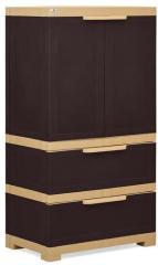 Nilkamal Freedom Multipurpose Cabinet with Two Drawers at Bottom in Brown & Biscuit Colour