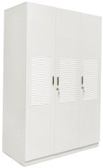 @Home Knight Three Door Wardrobe without Mirror in Pearl White Finish