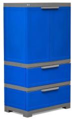 Nilkamal Freedom Multipurpose Cabinet with Two Drawers at Bottom in Deep Blue & Grey Colour