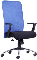 Durian Ergonomic Chair in Blue & Black Net Fabric Finish