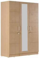 CasaCraft Rico Three Door Marine Plywood Wardrobe in Nice Pear with Silver Grey Internal Finish