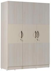 CasaCraft Rico Three Door Marine Plywood Wardrobe in White AcaciawithTan Cambric Internal Finish