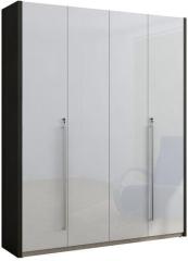 Spacewood Max Four Door Hinged Wardrobe in High Gloss White & Shadow Oak Finish