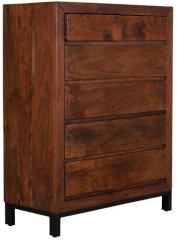 Woodsworth Alonzo Solid Wood Chest Of Drawers in Premium Acacia Finish with Metal