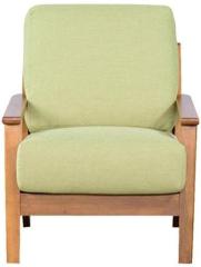 Woodsworth Melesio Green Single Seater Sofa in Light Walnut Finish