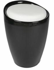 Ventura Stool in Black Colour with White Cushion