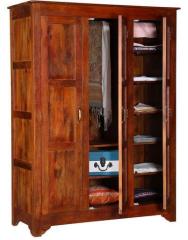 Woodsworth Torreon Solid Wood Wardrobe with Three doors in Honey Oak Finish