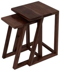 House of Furniture Wooden Set Of Two Nesting Tables in Mahogany Finish