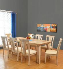 @Home Magix Eight Seater Dining Set in White Natural Finish