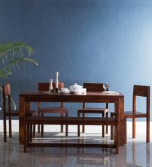 Woodsworth Elkhorn Solid Wood Six Seater Dining Set in Honey Oak Finish