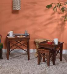 Woodsworth Fife Set Of Tables in Medium Brown Finish