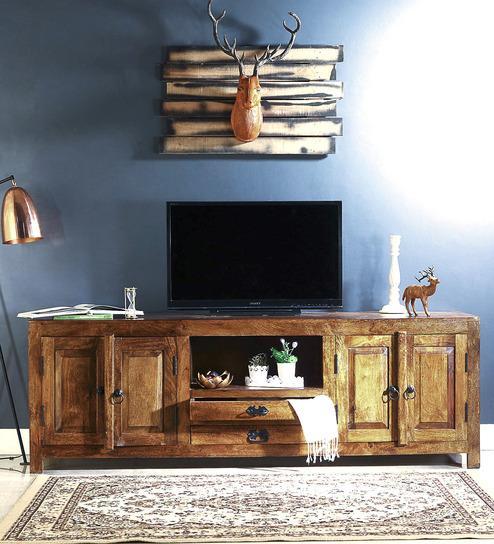 Woodsworth Hudson Solid Wood Entertainment Unit in Provincial Teak finish