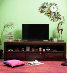 Woodsworth Oakland Three Drawered Entertainment Unit with Shelf in Provincial Teak finish