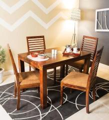 Woodsworth Winona Four Seater Dining Table with Glass insert in Provincial Teak Finish