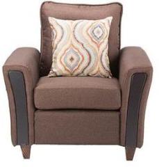 CasaCraft Valencia One Seater Sofa with Throw Pillows in Brown Colour