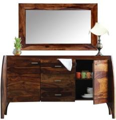 Woodsworth Lima Sheesham Wood Sideboard with Mirror in Provincial Teak Finish