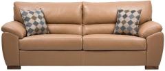 CasaCraft Toledo Three Seater Sofa with Throw Pillows in Light Coffee Colour