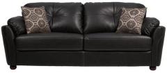 CasaCraft Santa Fe Three Seater Sofa with Throw Pillows in Black Colour