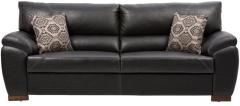 CasaCraft Toledo Three Seater Sofa with Throw Pillows in Black Colour