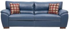 CasaCraft Toledo Three Seater Sofa with Throw Pillows in Blue Colour