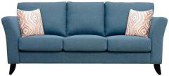 CasaCraft Rio Branco Three Seater Sofa with Throw Pillows in Denim Blue Colour