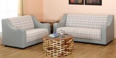 @home Plaid Sofa Set in Ice Grey Colour