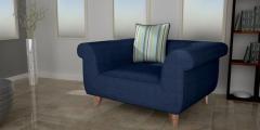 CasaCraft Brussels Repose Single Seater Sofa with Throw Pillows in Navy Blue Colour