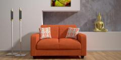 CasaCraft Elena Two Seater Sofa in Orange with Floral Cushions