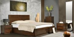 CasaCraft Emerico Queen Size Bed with Storage in Dark Walnut Finish