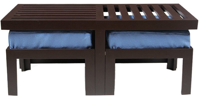 Purple Heart Trendy Coffee Table with Two Stools Blue