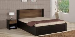 Spacewood Kosmo Cosmos Queen Bed with Side Table in Natural Wenge and Brown Colour