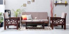 Woodsworth Carmelo Sofa Set with Table in Provincial Teak Finish