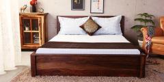 Woodsworth Guatemala Solid Wood Queen Size Bed with storage in Provincial Teak Finish