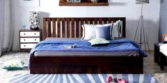 Woodsworth Nico Queen Size Bed with Storage in Provincial Teak Finish