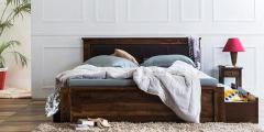 Woodsworth Oakville Queen Size Bed With Storage in Provincial Teak Finish