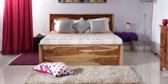 Woodsworth Teresina King Size Bed with Storage in Natural Finish