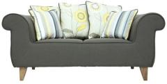 CasaCraft Brussels Repose Two Seater Sofa with Throw Pillows in Charcoal Grey Colour