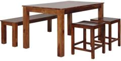 Woodsworth Athena Four Seater Dining Table Set in Provincial Teak with Melamine Finish