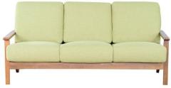 Woodsworth Melesio Green Three Seater Sofa in Light Walnut Finish