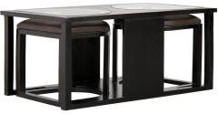 Woodsworth Cayenne Stylish Solid Wood Coffee Table with Two Stools