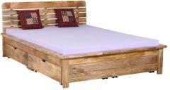 Woodsworth Alexander Queen Sized Bed with storage in Natural Mango Wood Finish