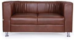 Durian Two Seater Sofa with Wrinkly Back in Everlast Brown Colour