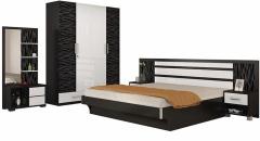 Spacewood Modern Living Star Bedroom Set in Black Finish