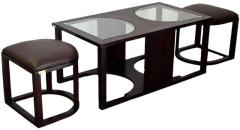 Woodsworth Rio Coffee Table with Two Stools in Espresso Walnut Finish