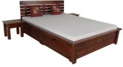 Woodsworth Mexico Storage King Sized Bed with Two Bedside Table in Provincial Teak Finish