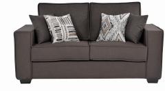 CasaCraft Oritz Two Seater Sofa with Throw Pillows in Charcoal Grey Colour